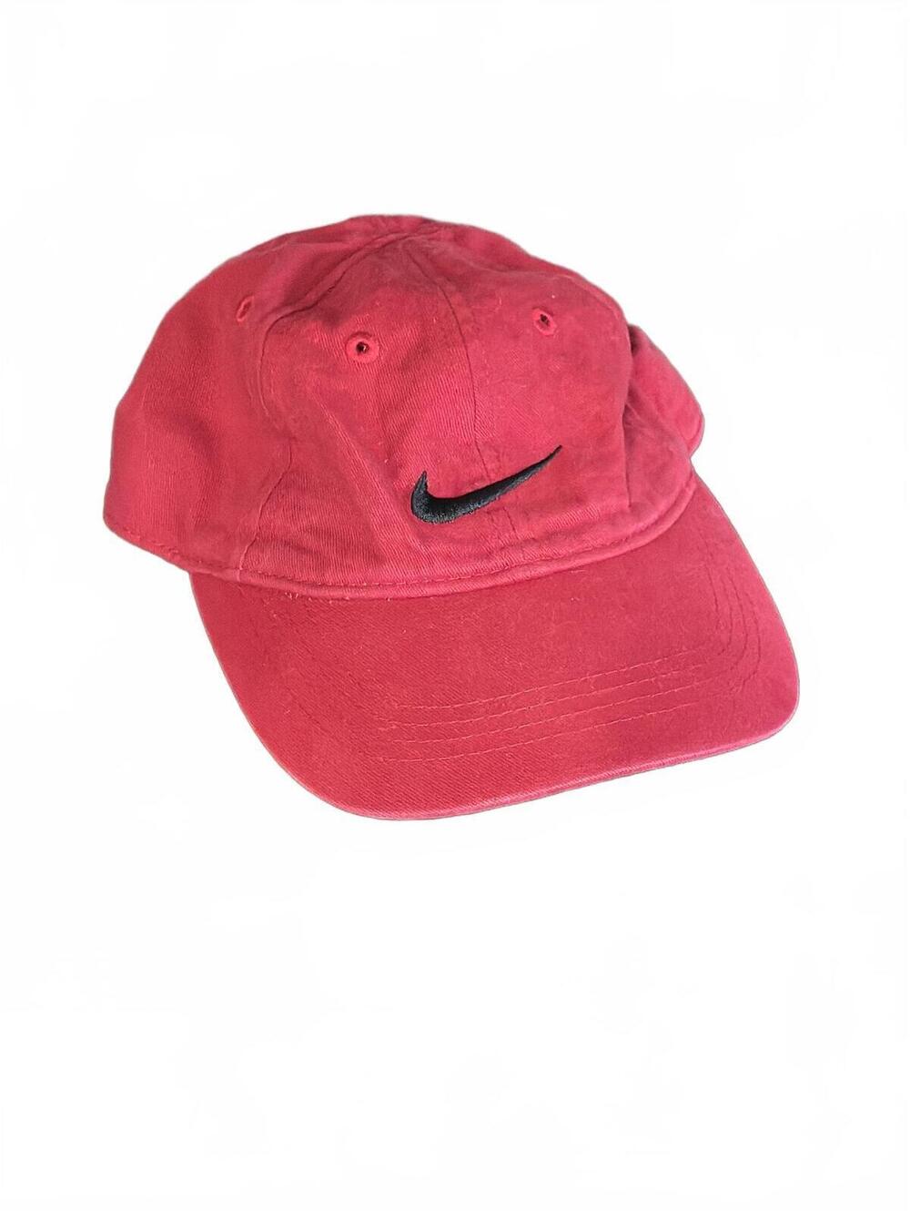 Nike Child Red Baseball Cap with Black Swoosh Logo Adjustable